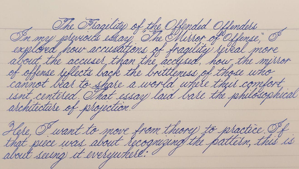 The Fragility of the Offended Offenders